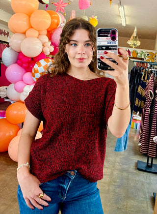 Porto Center Seam Sweater in Burgundy/Black