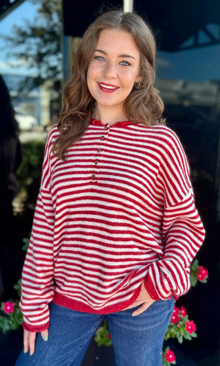Jenna Drop Shoulder Sweater in Red
