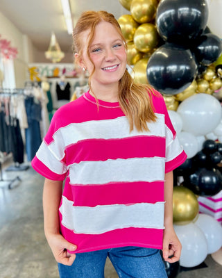 Maren Striped Exposed Seam Top