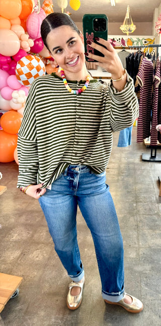 Shelly Drop Shoulder Cardigan in Olive