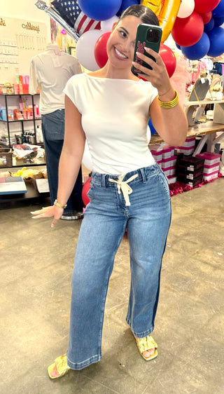 Ramses Cropped Drawstring Jeans by Risen