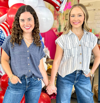 Kayleigh Striped Top in Navy