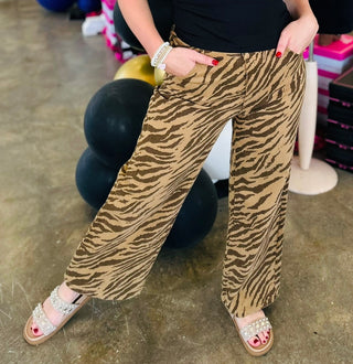 Gaia Brown Zebra Print Pants