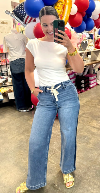 Ramses Cropped Drawstring Jeans by Risen