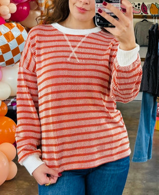 Loren Raised Rib Striped Pullover