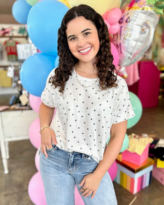 Milly Polka Dot Top in White/Navy