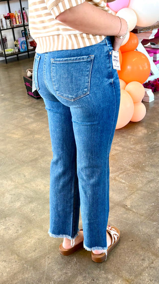 Calven High Rise Ankle Straight Jeans by Risen