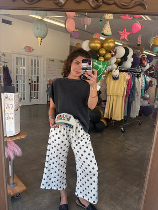 Pozie Polka Dot Pants in Ivory/Black