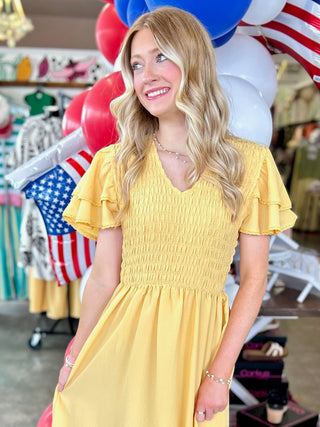 Chanci Midi Dress in Yellow