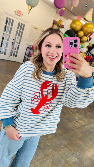 Lobster Blue Stripe Top