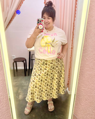 Olive Print Midi Skirt