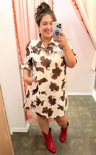 Holy Cow Print Short Sleeve Dress