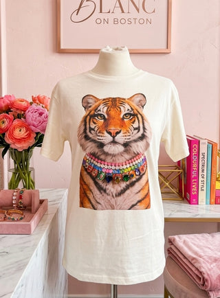 Jeweled Collar Tiger Tee