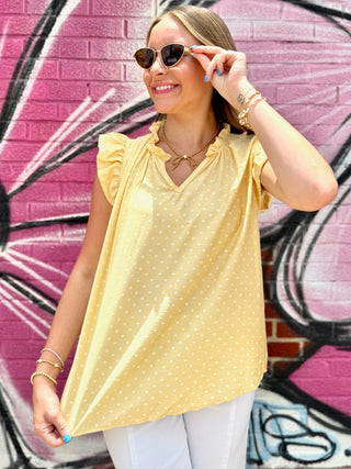 Charla Yellow Ruffle Blouse