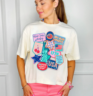 Patriotic Patch Cropped Tee
