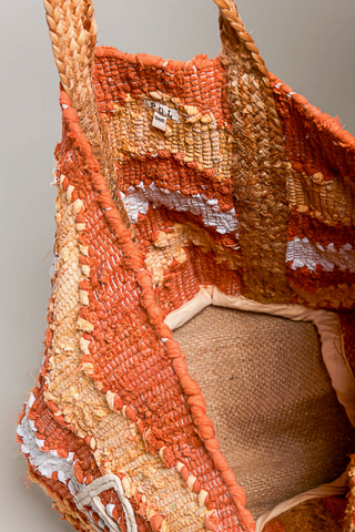 Handwoven Orange "Beach" Tote Bag