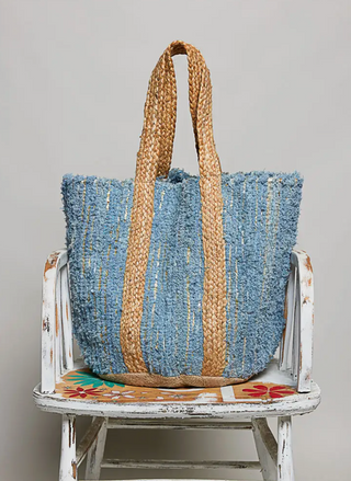 Handwoven Bohemian Blue Tote Bag