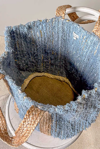 Handwoven Bohemian Blue Tote Bag