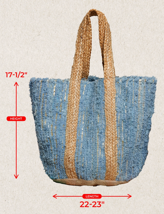 Handwoven Bohemian Blue Tote Bag