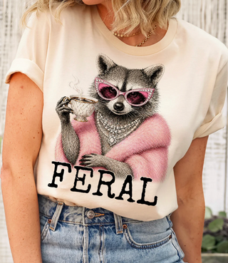 Pink Coat Feral Raccoon Tee
