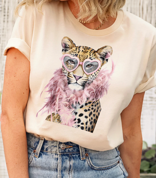 Cheetah Boa & Heart Sunglasses Tee