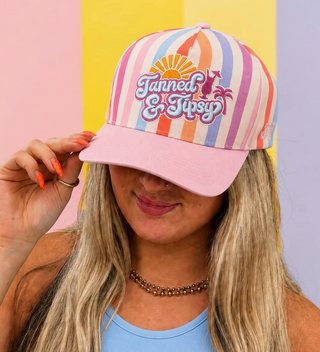 Tanned & Tipsy Striped Cap