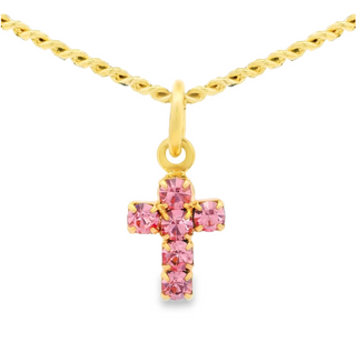 Single Mini Cross Necklace in Light Rose by TOVA