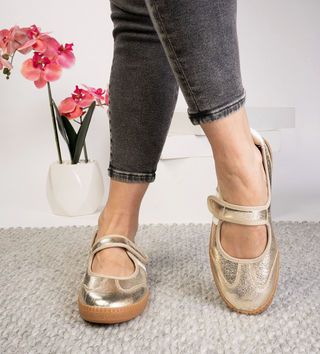 Calm Down Velcro Gold Sneakers by Corkys