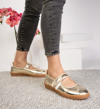 Calm Down Velcro Gold Sneakers by Corkys