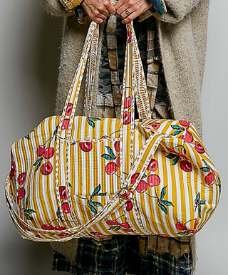 Yellow & White Striped Tomato Duffel Bag