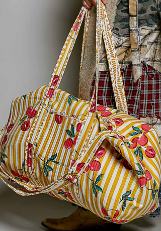 Yellow & White Striped Tomato Duffel Bag