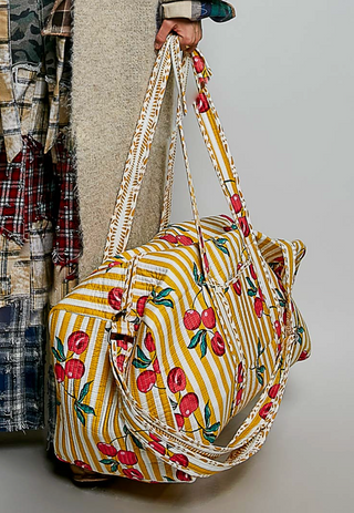 Yellow & White Striped Tomato Duffel Bag