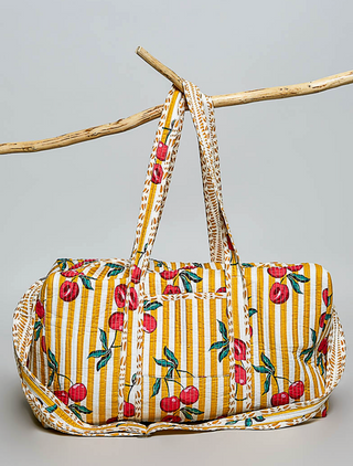 Yellow & White Striped Tomato Duffel Bag