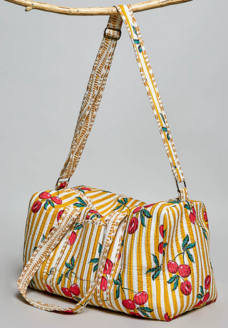 Yellow & White Striped Tomato Duffel Bag