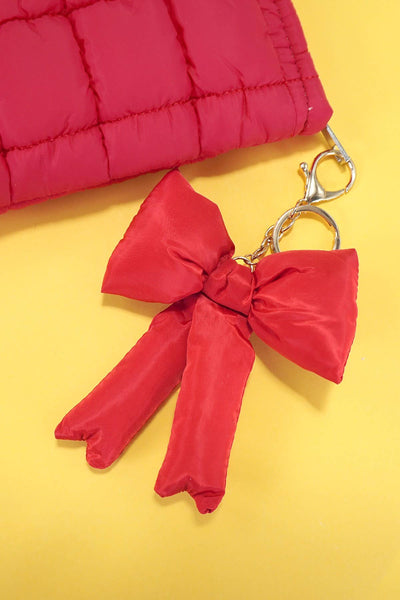 JOSSLYN by wall to wall - TRENDING PUFFY BOW RIBBON BAG CHARM KEYCHAIN | 40KC109: Red