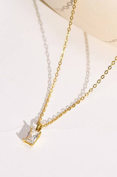 JOSSLYN by wall to wall - 18K STAINLESS STEEL TARNISH FREE GLASS NECKLACE | 40NK9444: CRYSTAL CLEAR