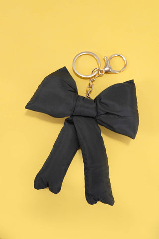 JOSSLYN by wall to wall - TRENDING PUFFY BOW RIBBON BAG CHARM KEYCHAIN | 40KC109: Black
