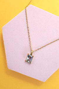 JOSSLYN by wall to wall - 18K STAINLESS STEEL TARNISH FREE GLASS NECKLACE | 40NK9444: CRYSTAL CLEAR