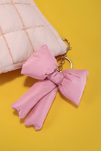 JOSSLYN by wall to wall - TRENDING PUFFY BOW RIBBON BAG CHARM KEYCHAIN | 40KC109: Black