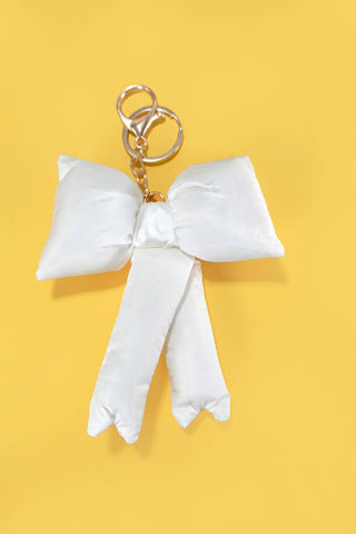 JOSSLYN by wall to wall - TRENDING PUFFY BOW RIBBON BAG CHARM KEYCHAIN | 40KC109: Off White