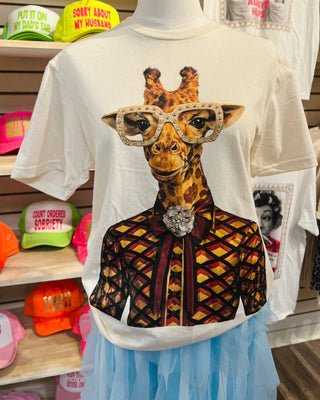 Fancy Giraffe Crystal Graphic Tee