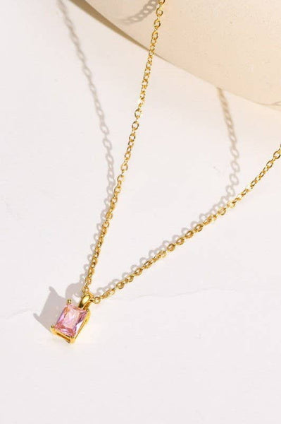 JOSSLYN by wall to wall - 18K STAINLESS STEEL TARNISH FREE GLASS NECKLACE | 40NK9444: CRYSTAL CLEAR
