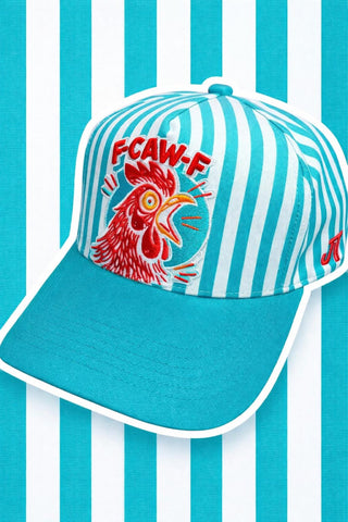 F-Caw-F Teal Striped Cap